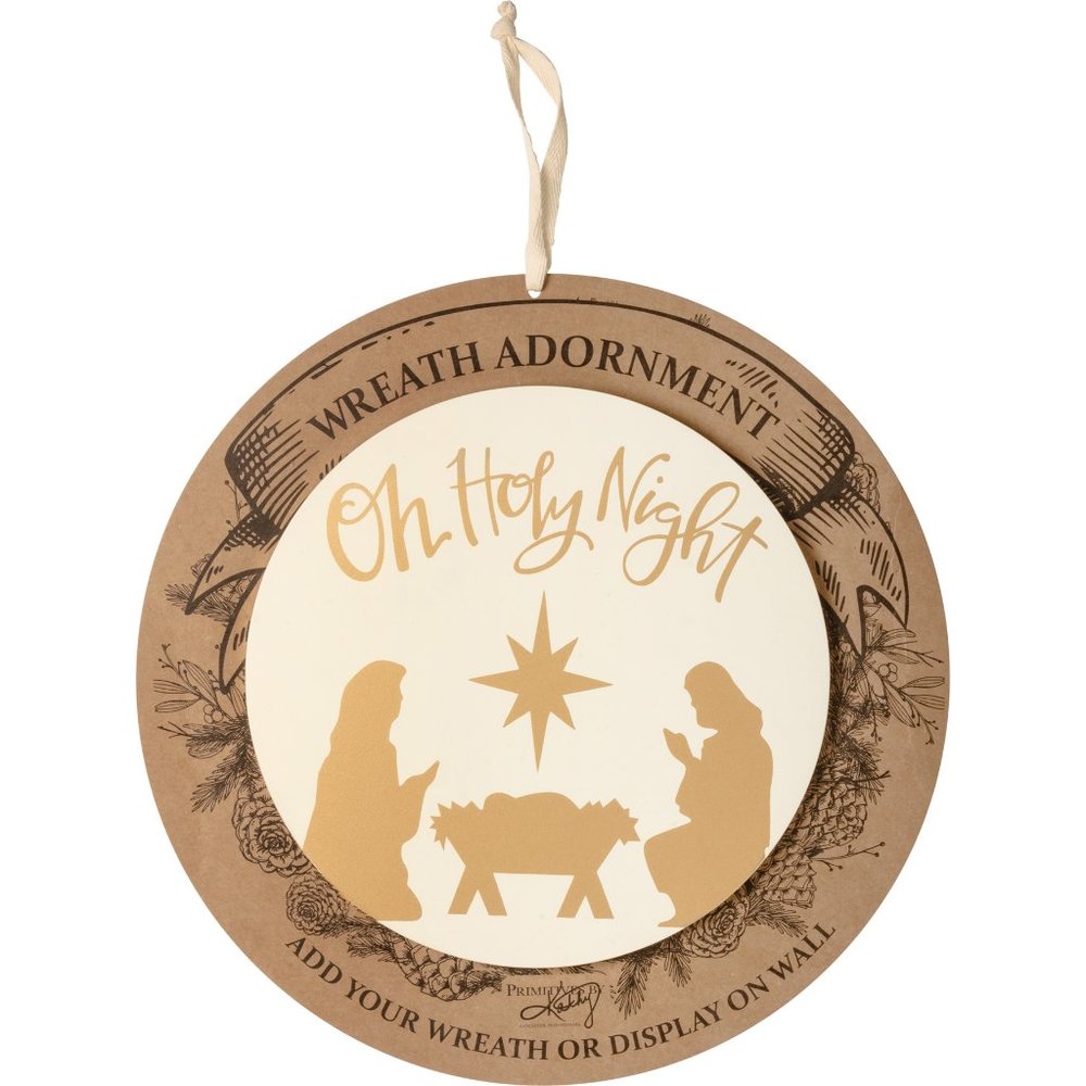 Oh Holy Night Nativity Scene Decorative Wreath Adornment Sign 10 Inch NEW